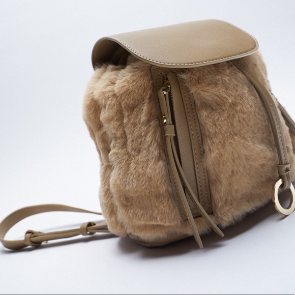 ZARA BNWT Faux Fur Backpack